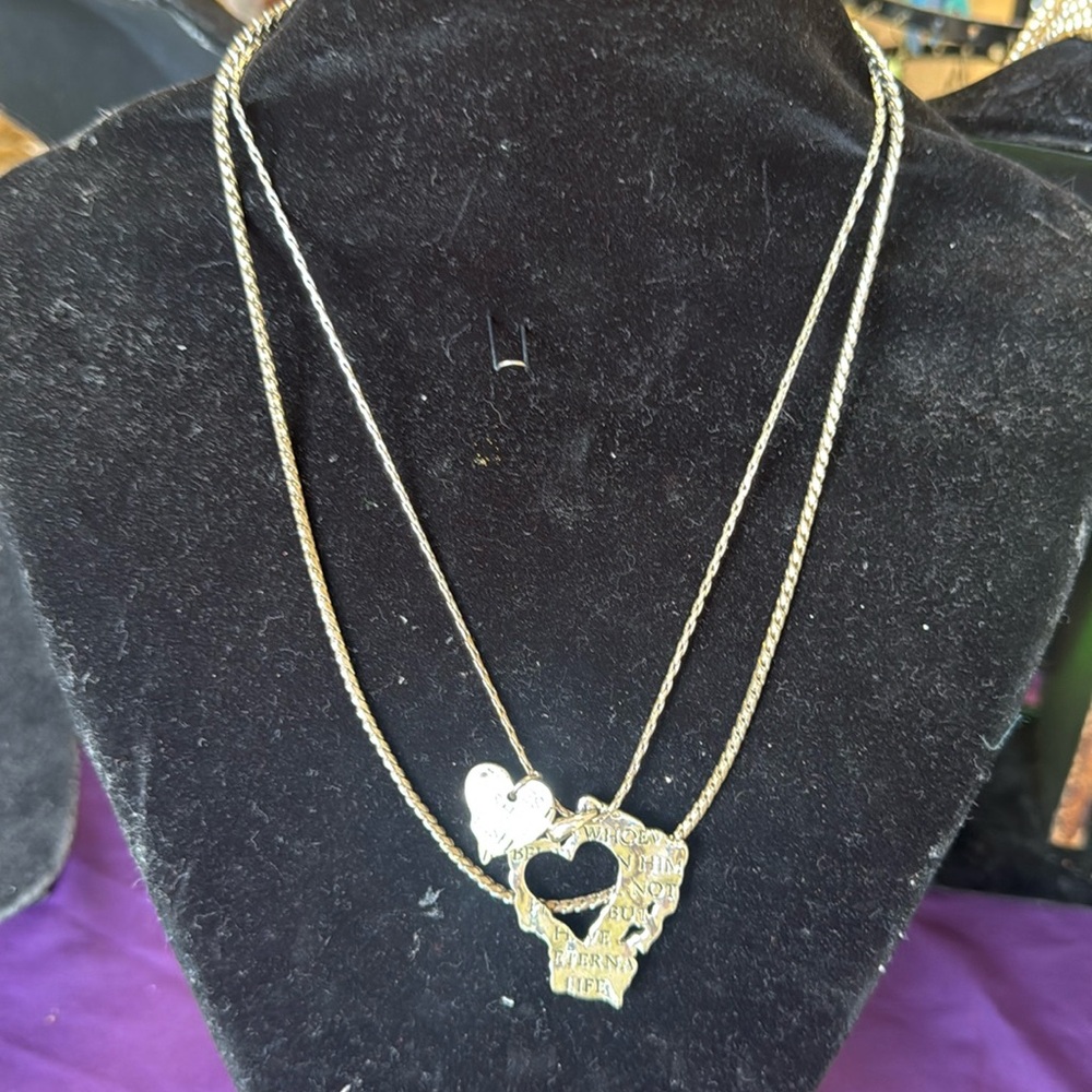 Silver plated, religious necklace